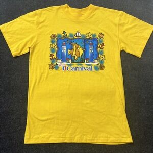 Carnival Shirt Mens XL Yellow Cruise Fun Ships Graphic Tee Lighthouse Ocean